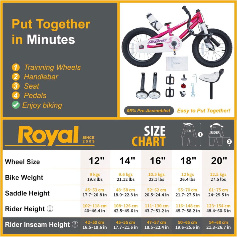 Royalbaby Freestyle 16" Bicycle for Boys and Girls Ages 6-8 Years, Fuchsia - Image 4