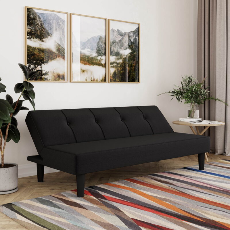 Serta Langston Modern Futon with Black Legs, Black Fabric - Image 3