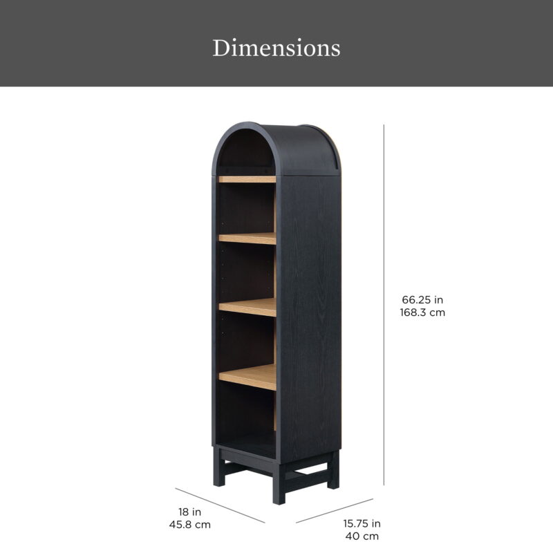 Better Homes & Gardens Juliet Narrow Arch Bookcase, Rich Black Finish - Image 3