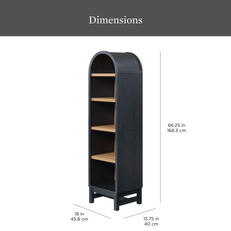 Better Homes & Gardens Juliet Narrow Arch Bookcase, Rich Black Finish - Image 3