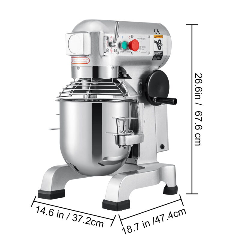BENTISM Commercial 15 qt Stand Mixer, Silver with Flat Beater, Dough Hook, Wire Whip - Image 3