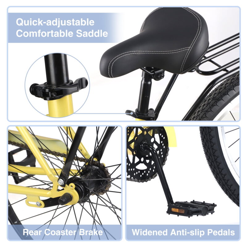 Aukfa Adjustable Seat Adults 26" Cruiser Bikes - Image 4