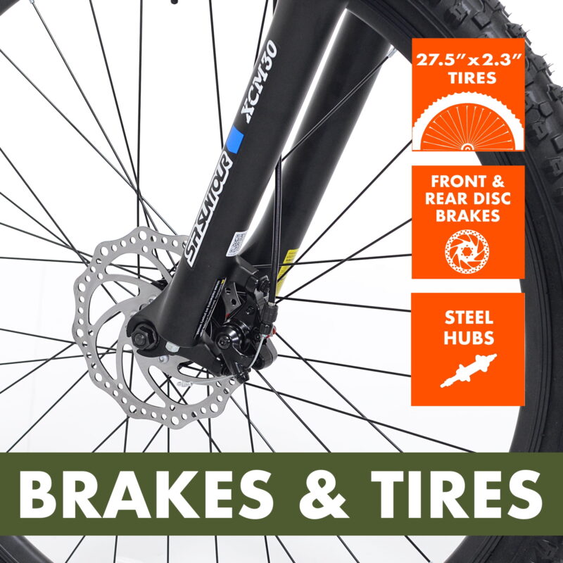 27.5" Ozark Trail Vibe Mountain Bicycle, Medium Frame, Fits Riders 5'3" - 5'8", Black, Adult - Image 3