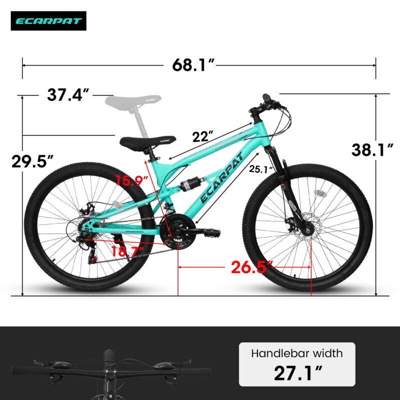 Aukfa 26 Inch Mountain Bike, 21-Speed Steel Frame Bicycle with Disc Brakes for Men Women, Blue - Image 5