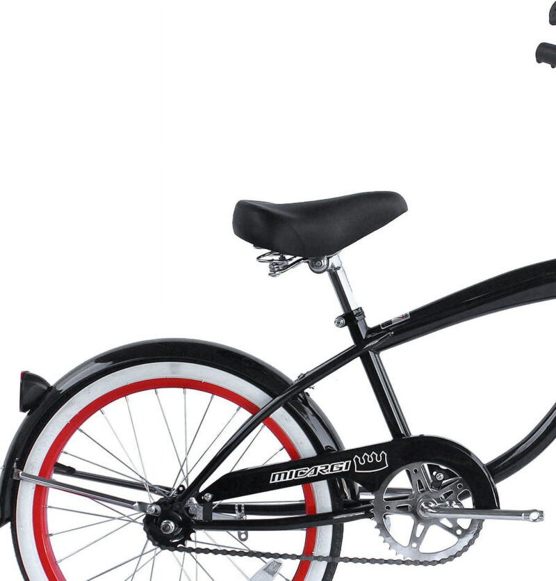Micargi 20 In. Famous Kid's Size Bike Cruiser, Black, White and Red - Image 2