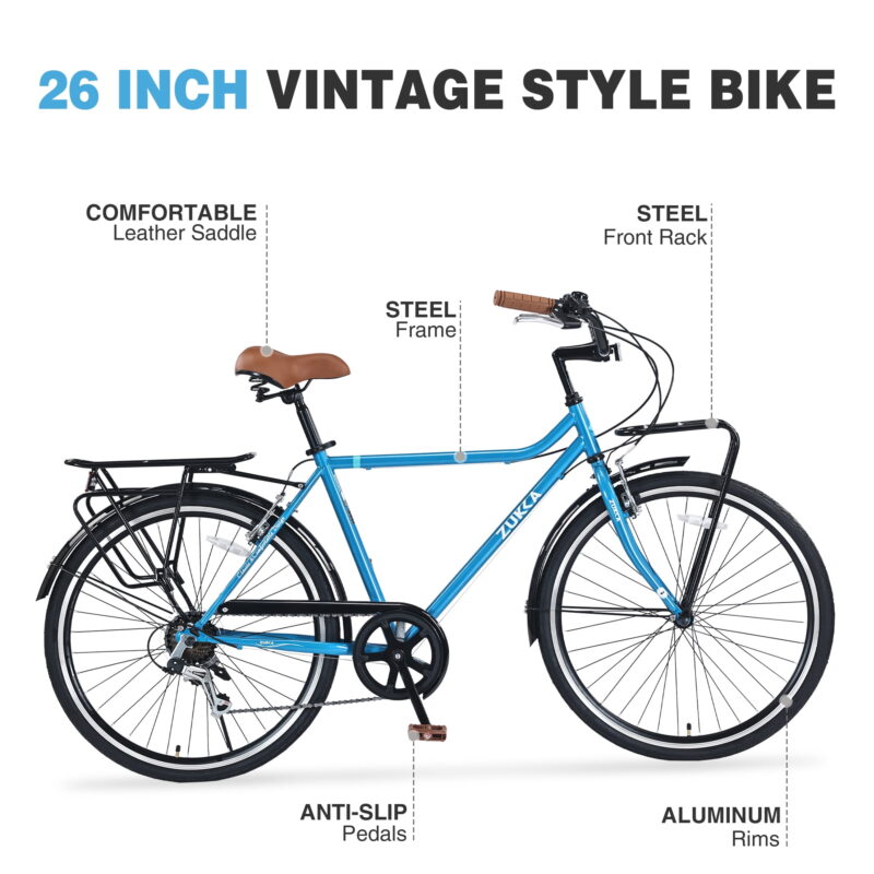 Aukfa Cruiser Bike, 7 Speed Commute Bike for Adult Men Women,Blue - Image 3