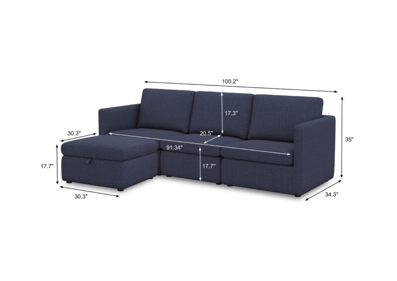 Better Homes & Gardens Modular Sectional Sofa with Storage Ottoman, Blue - Image 5