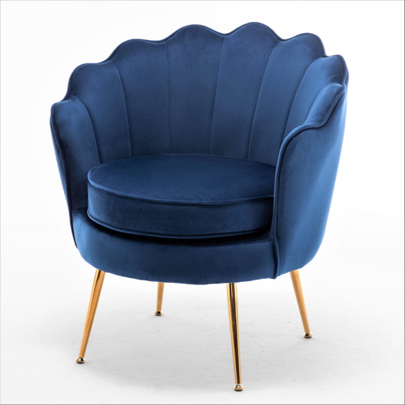 US Pride Furniture Cavett 28.3" Wide Velvet Barrel Chair with Gold Metal Legs, Navy Blue - Image 3