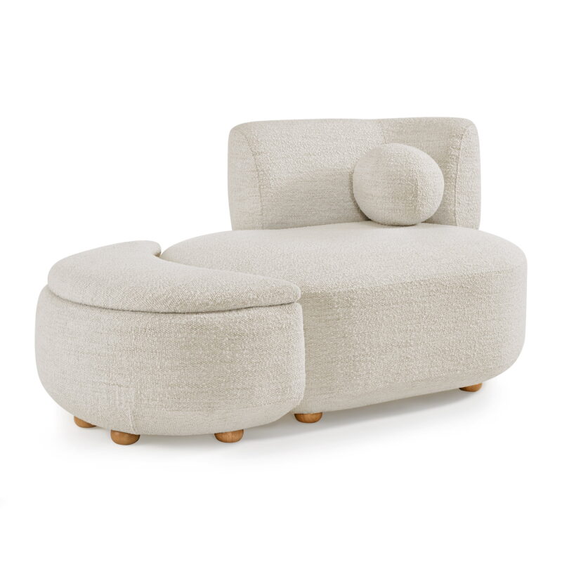 Better Homes & Gardens Juliet Modern Boucle Chaise & Storage Ottoman, Pearl - Image 4