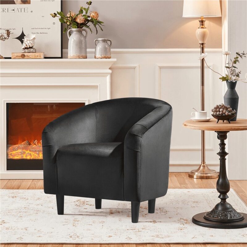 Renwick Modern Upholstered Accent Chair, Set of 2, Black Velvet - Image 5