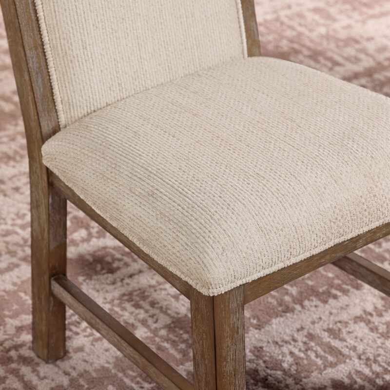 Furniture of America Hefer Transitional Fabric Indoor Side Chairs, Rustic Oak and Beige (Set of 2) - Image 6
