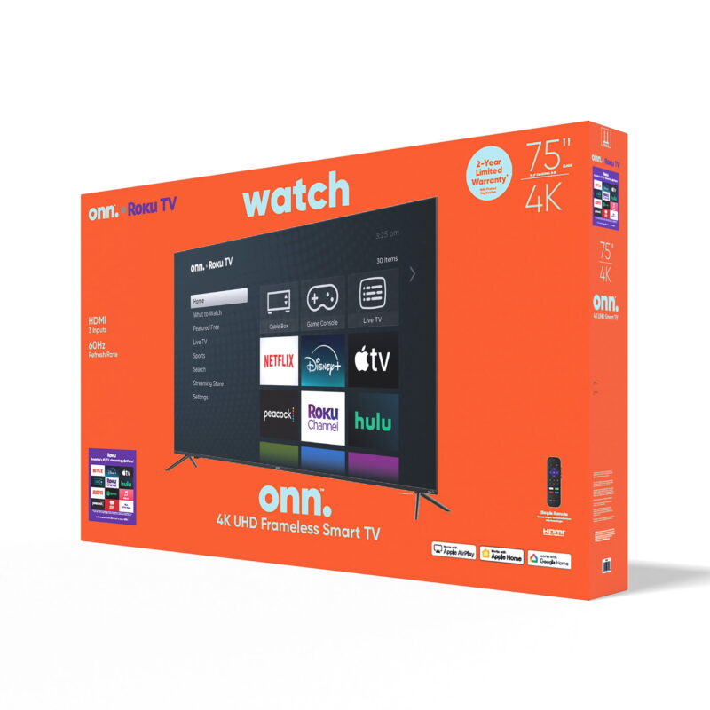 onn 75” Class 4K UHD (2160P) LED Roku Smart Television (100044717) - Image 7