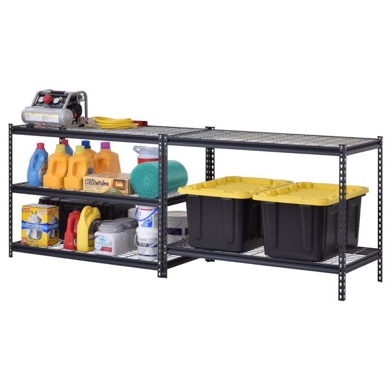Hart 48"W x 24"D x 72"H 5-Tier Steel Shelving with Wire Decking; 4,000 lbs. Total Capacity; Black - Image 3