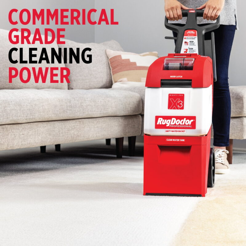 Rug Doctor Mighty Pro X3 Commercial Carpet Cleaner - Large Red Pet Pack, Includes 48 oz Fresh Spring Deep Carpet Cleaner - Image 6