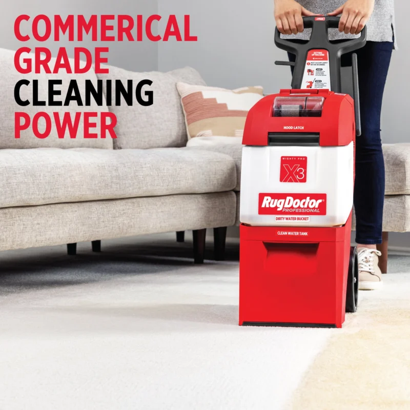 Rug Doctor Mighty Pro X3 Commercial Carpet Cleaner - Large Red Pet Pack, Includes 48 oz Fresh Spring Deep Carpet Cleaner - Image 6