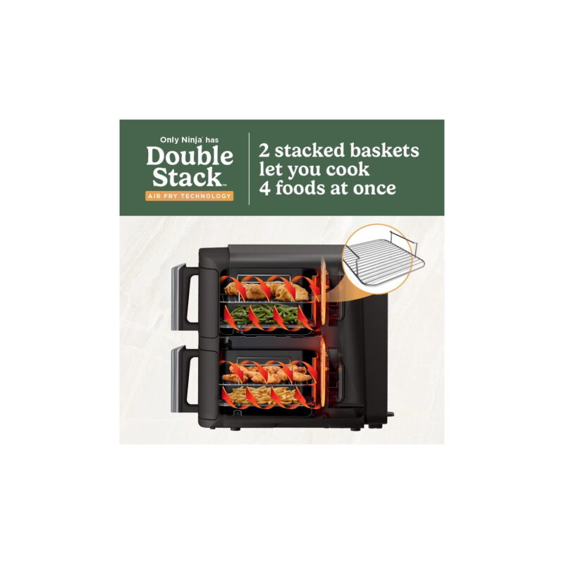 Ninja DoubleStack 8 Qt, 4-in-1, 2-Basket Air Fryer, Space Saving Design - Image 2