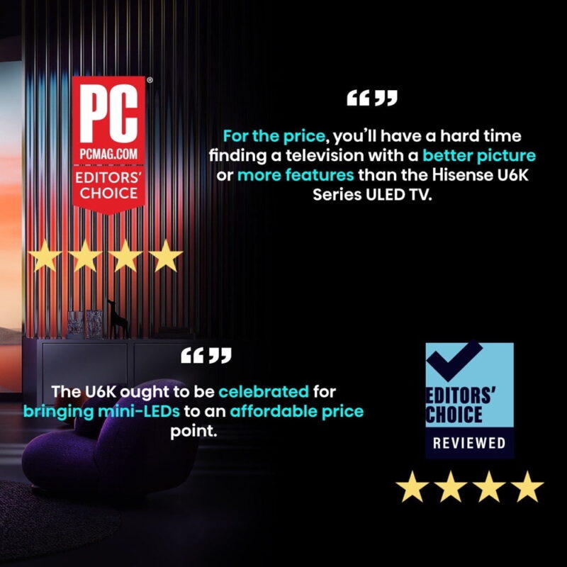 Hisense 75-Inch Class U6 Series Mini-LED QLED Google Smart TV (75U6K) - QLED, 600-Nit, Dolby Vision IQ & Dolby Atmos, Full Array Local Dimming - Image 2