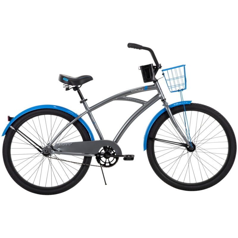 Huffy Carlisle Men's Cruiser Bike, 26" Wheels, Basket, Coaster Brake, Gray - Image 2