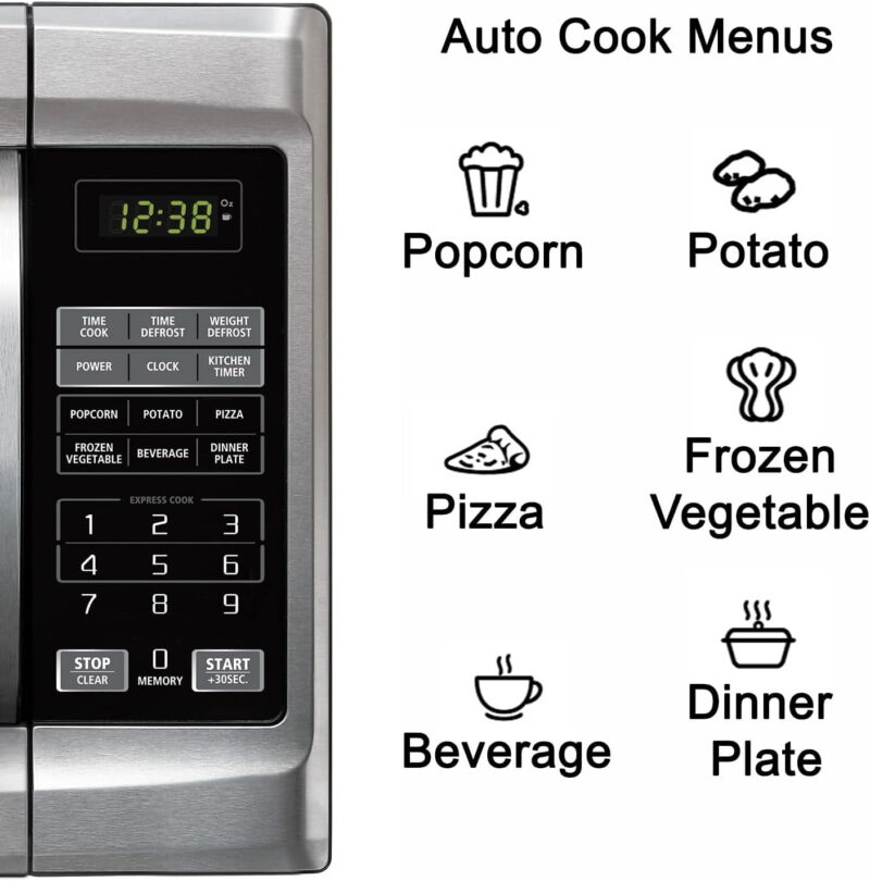 Emerson 1.3 Cu Ft 1000 Watt, Touch Control Microwave Oven, Stainless Steel/Black, MW1338SB - Image 3