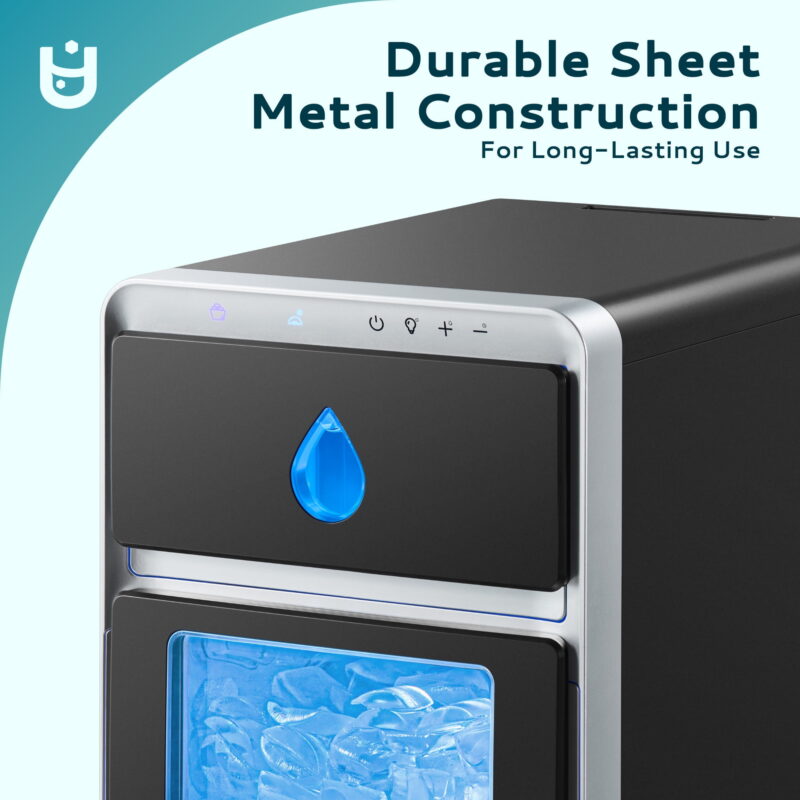 EUHOMY Crescent Countertop Ice Maker, 1500 Cubes/Day, Dual-Side Tech, Auto Clean, Crystal Clear Ice - Image 3