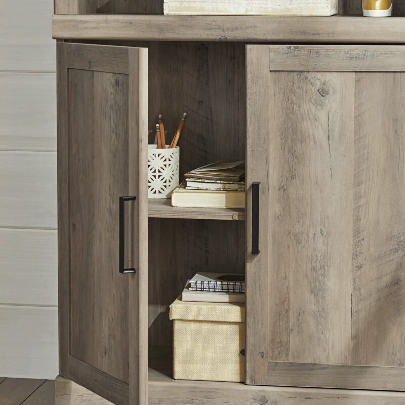 Better Homes & Gardens Glendale 5 Shelf Bookcase with Doors, Rustic Gray Finish - Image 3