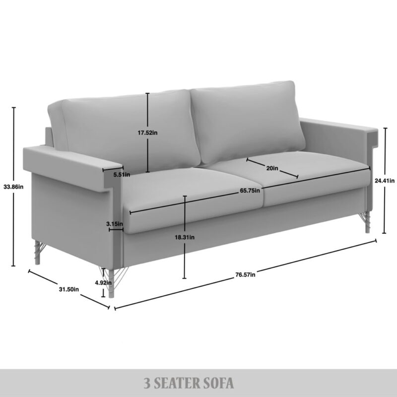 Castle Place Comtemporary Glam Velvet Upholstered Sofa, Black - Image 6