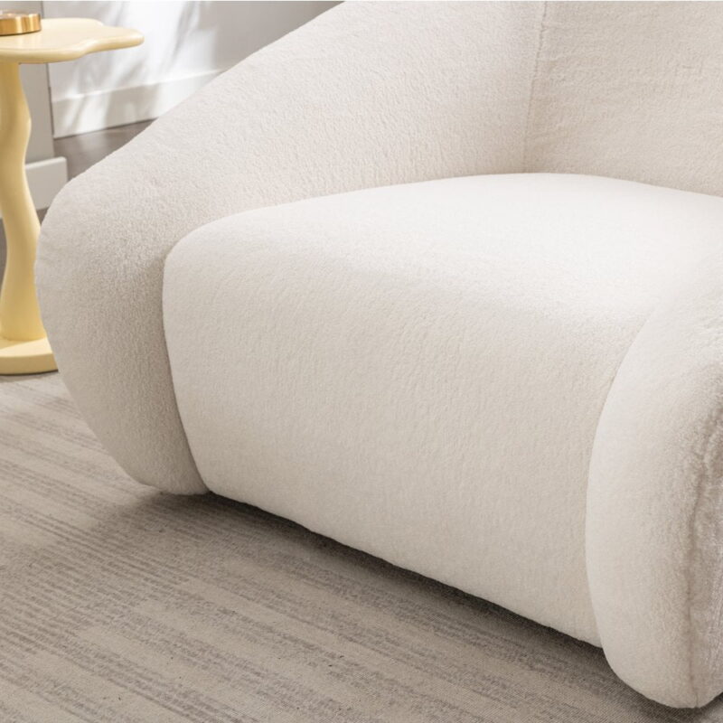 Roundhill Furniture Luzern Modern Boucle Upholstered Accent Chair, 360 Degree Swivel, White - Image 6