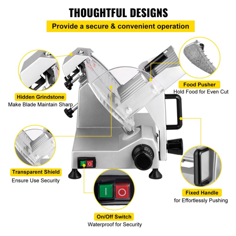 KFFKFF 200W 350-400RPM Commercial Electric Meat Slicer Deli Food Cutter 8in Blade - Image 4