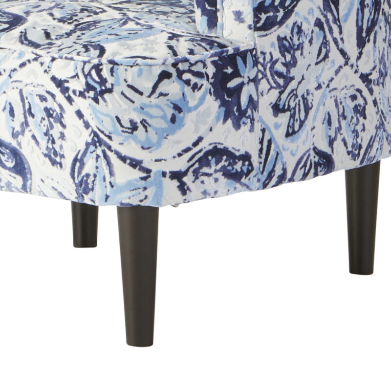 Roundhill Furniture Isla Chenille Oversized Living Room Barrel Accent Chair with Arms, Lyanna Indigo - Image 2