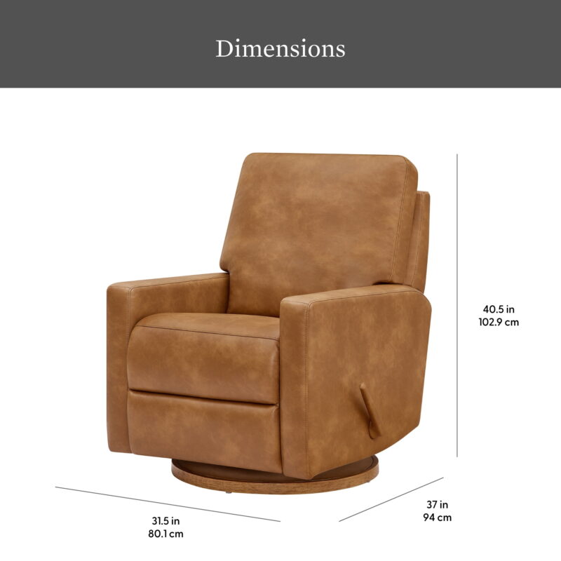 Better Homes & Gardens Modern Farmhouse Glider Recliner, Camel Faux Leather - Image 3