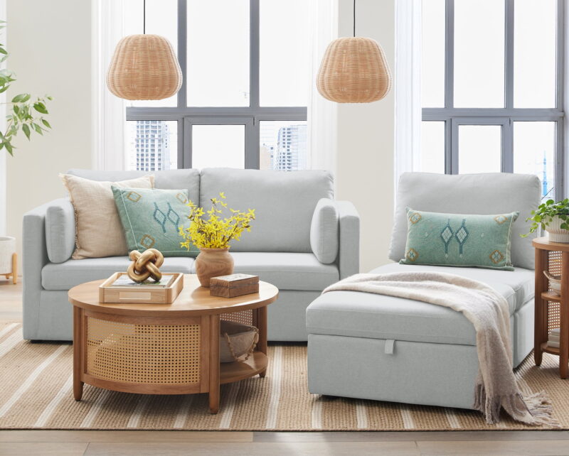 Better Homes & Gardens Modular Sectional Sofa with Storage Ottoman, Grey - Image 2