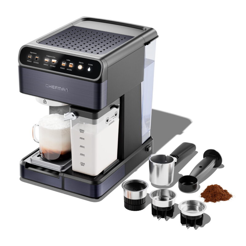Chefman 20-Bar, 2-Cup Black Stainless Espresso Machine - Image 5