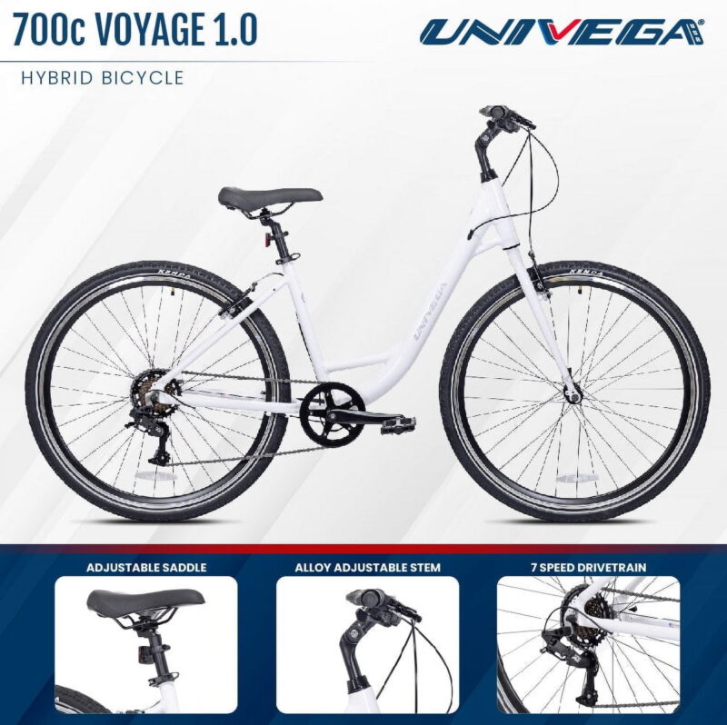 Univega - 700C USA Voyage 1.0 Adult Bicycle, Medium Frame, White - Image 4