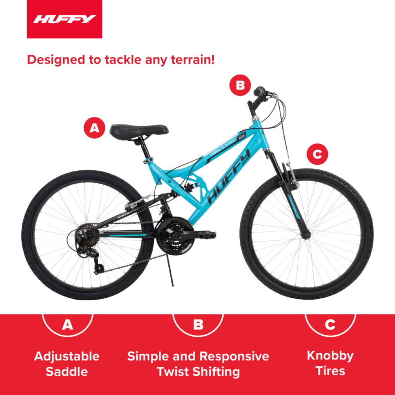 Huffy 24" Trail Runner Mountain Bike, Fits Riders 4'8" - 5'8", Teal, Adult, Women's - Image 3