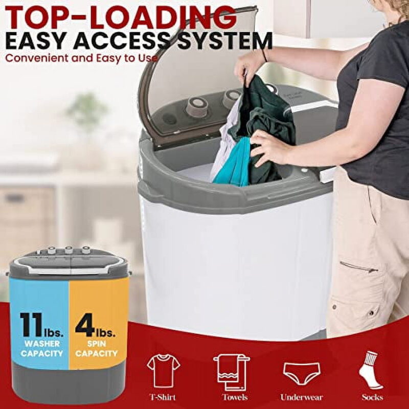 Pyle Pure Clean 110 Volt 2 in 1 Compact and Portable Washer and Dryer, Gray - Image 3