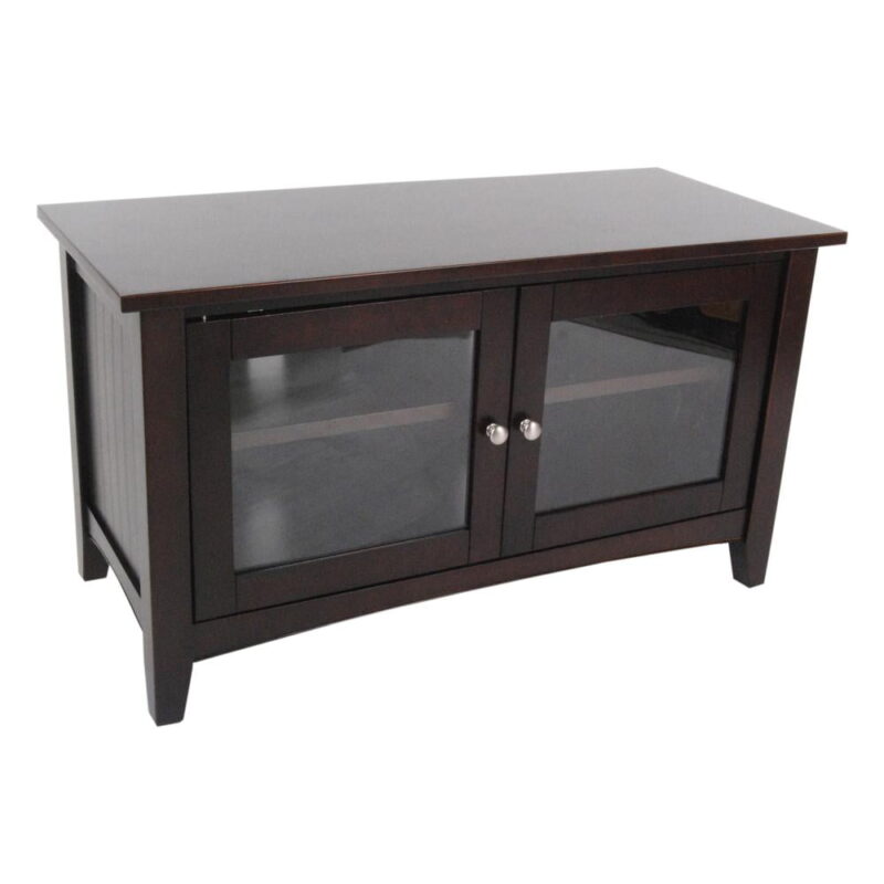 Alaterre Furniture Shaker Cottage 36" TV Stand, Storage Glass Cabinet, Accent Living Room Furniture, Black - Image 2