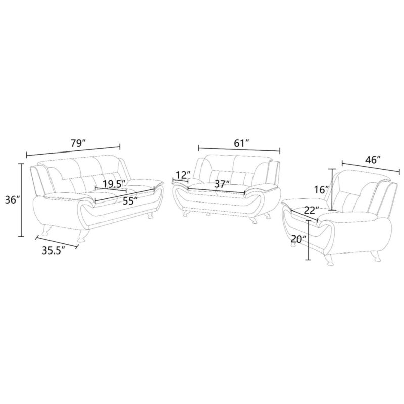 Trumanpick Leather 3 Seater Sofa Chair, Modern Comfy Sofa Couch for Living Room Furniture Set, Brown - Image 6