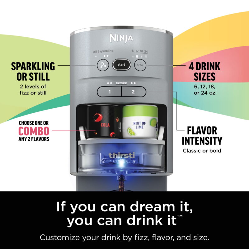 Ninja Thirsti Drink Maker-  Still & Sparkling Custom Drink Kit with CO2 Canister, Flavors, & 48oz Reservoir - Image 3