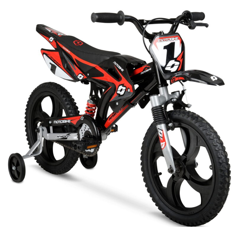 16" Hyper Moto Bike, 16" Mag Wheels, Training Wheels, Child Bicycle, Ages 5-7 Years, Black/Red - Image 2