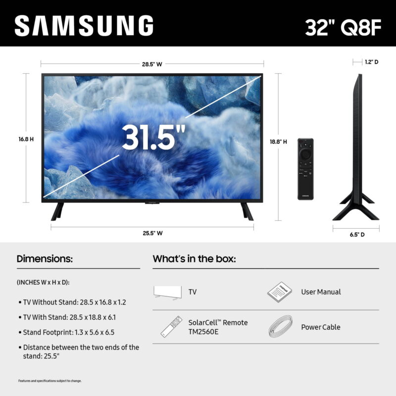 Samsung 32” Class QLED Q8F 4K Samsung Vision AI Smart TV 2025 - QN32Q8FAAFXZA - Image 4