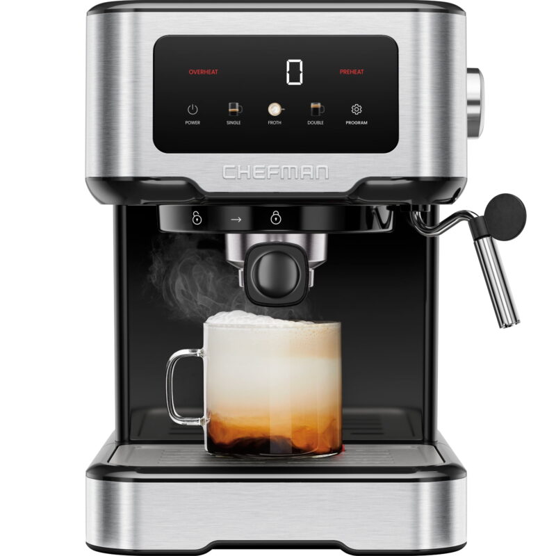 Chefman CraftBrew Espresso Machine w/ Steam Wand and Touch Controls – Stainless Steel - Image 5