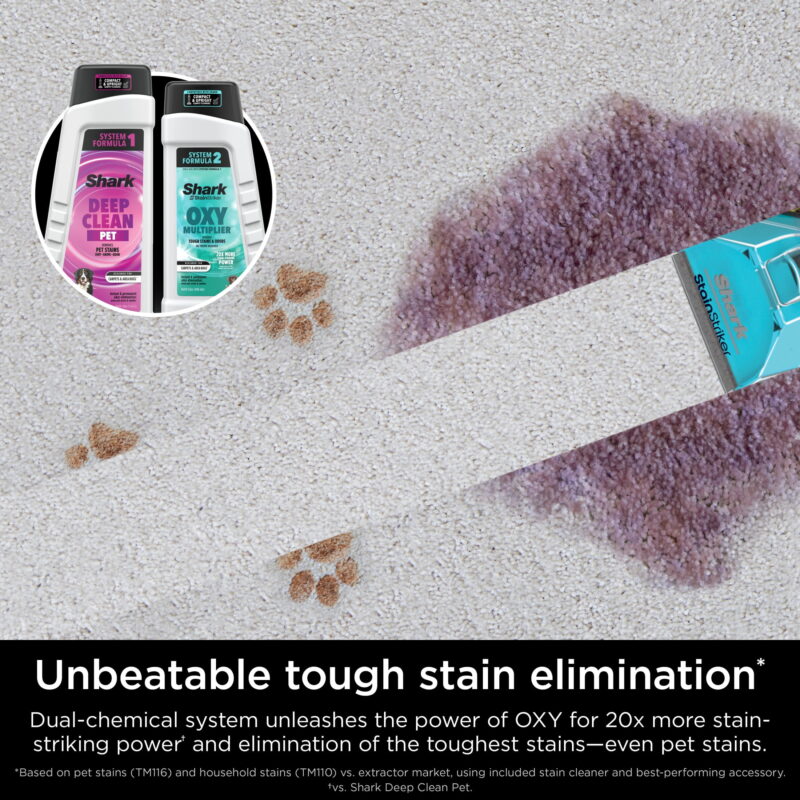 Shark CarpetXpert HairPro with StainStriker Technology, Built-in Spot & Stain Eliminator, Upright Vacuum; 12 oz Deep Clean Pro; 16 oz Oxy Multiplier, EX300 - Image 4