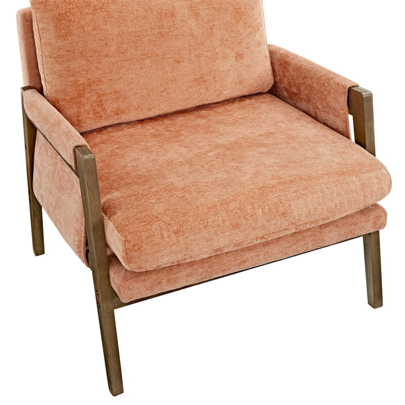 Roundhill Furniture Kelly Mid-Century Modern Velvet Accent Armchair, Orange - Image 3