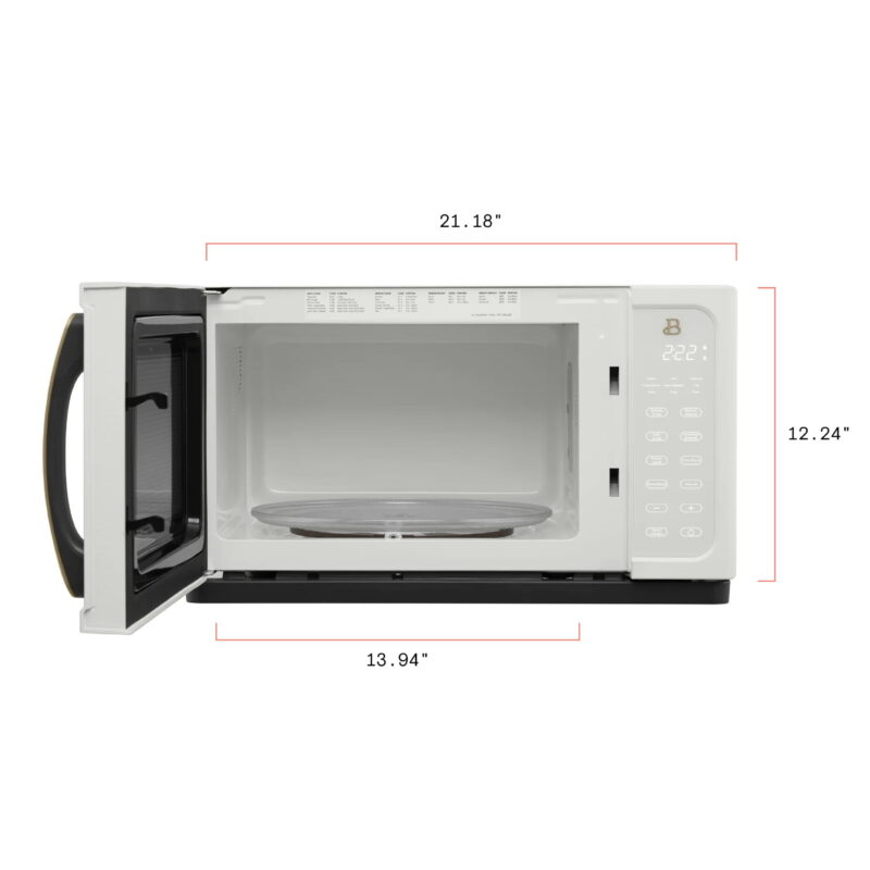 Beautiful 1.1 Cu ft 1000 Watt, Sensor Microwave Oven, White Icing by Drew Barrymore, New - Image 3