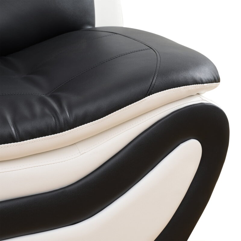 Aukfa 3 Piece Sofa Set - 76.5" Upholstered 3 Seat Sofa Couch for Living Room, Leather, Black&White - Image 4