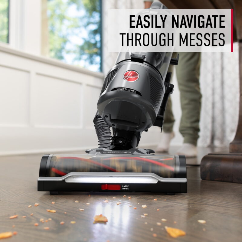 Hoover Upright Vacuum, WindTunnel Tangle Guard, Bagless, with Swivel Steering, Hard Floor and Carpet, Crevice Tool, Dusting Brush, Turbo Tool, LED headlights, UH77110, Black - Image 5