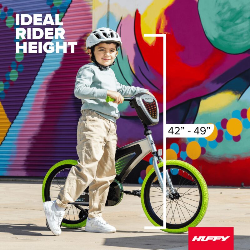 Huffy 18" Electro-Light Kids' Bike, Fits Riders 3'6" - 4'1", Grey/Green, Kids, Unisex - Image 7