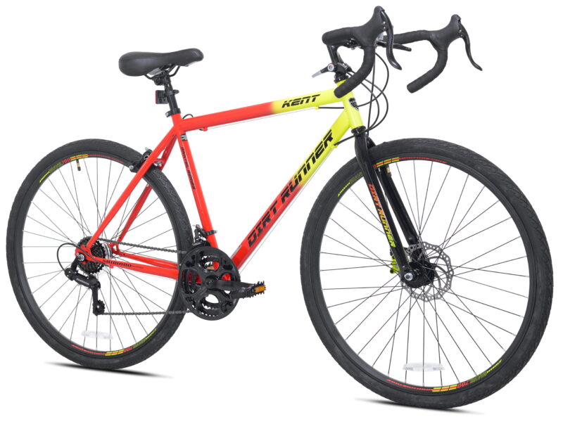 Kent 700c Dirt Runner Men's Gravel Bike, 14 Speed, Neon Red / Orange - Image 3