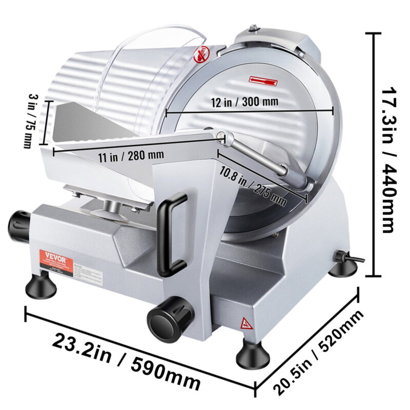 KFFKFF 320W Commercial Electric Meat 12" Blade Slicer Deli Food Cutter 350-400RPM - Image 7