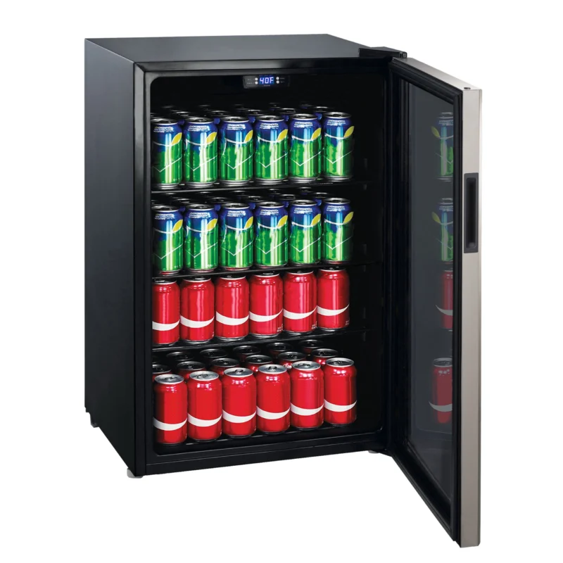 Galanz 4.5 Cu ft 152 Can Beverage Center Mini Fridge, Stainless Steel, New - Image 2